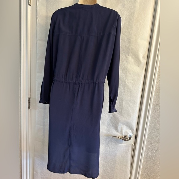 JCrew solid navy blue shift shirt dress with rope tie & elastic waist Sz-XS C19 - Picture 4 of 16